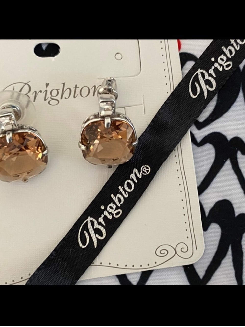 Brighton Silver-Tone Earrings with Amber Crystals